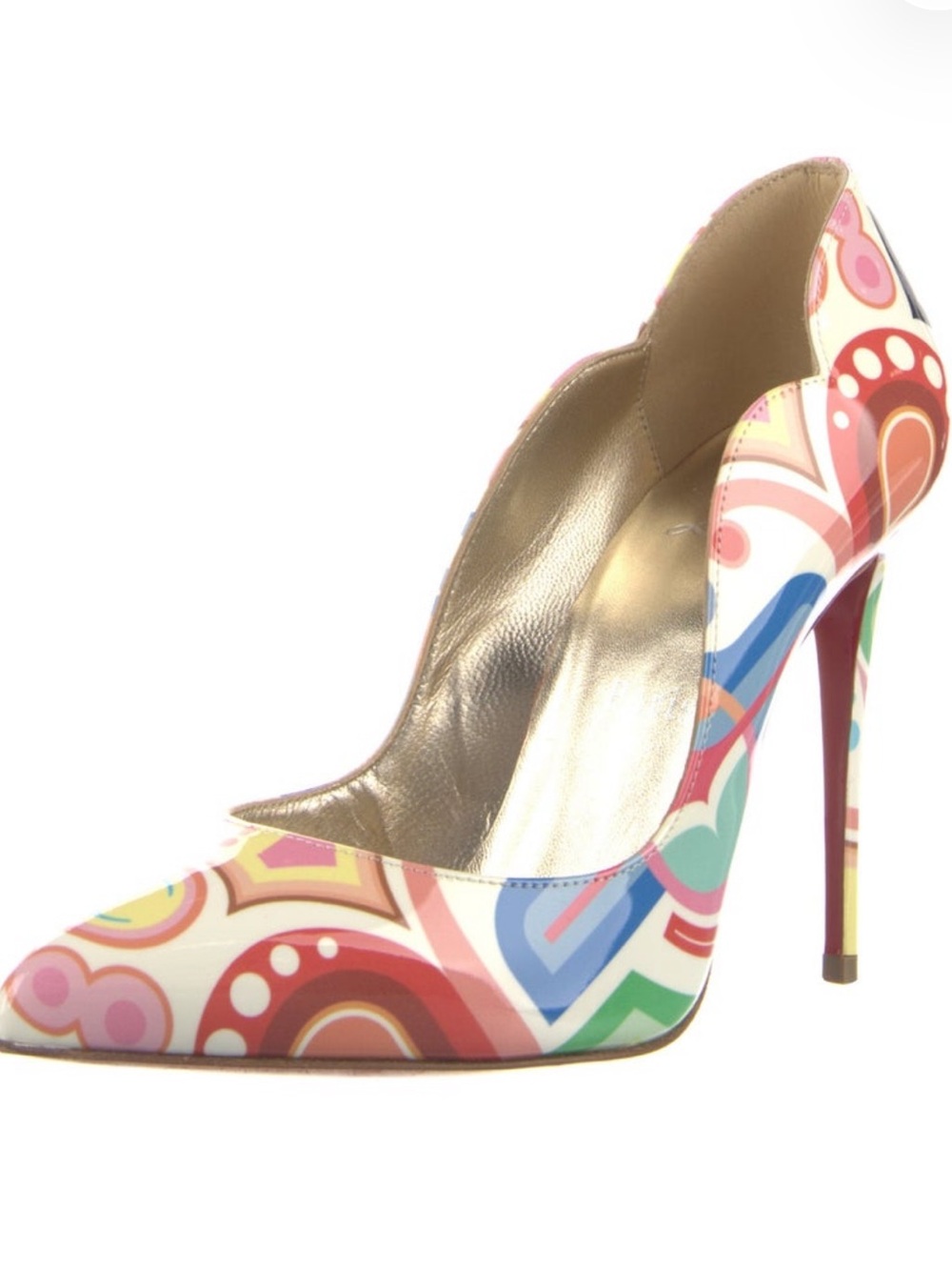 Christian Louboutin Women's Multicolor Patterned Pointed-Toe High Heel Pump